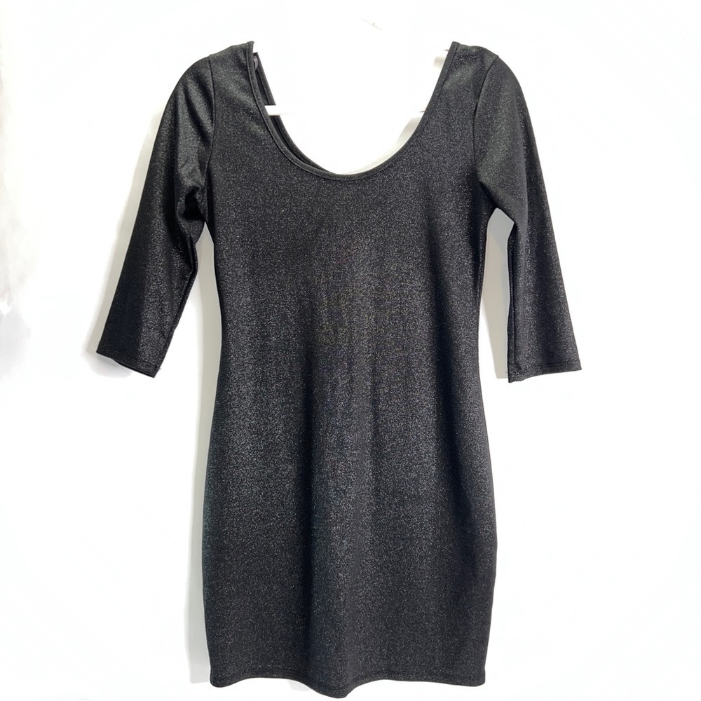 ULTRA Flirt Black Silver Sparkle Bodycon Mini Dress M